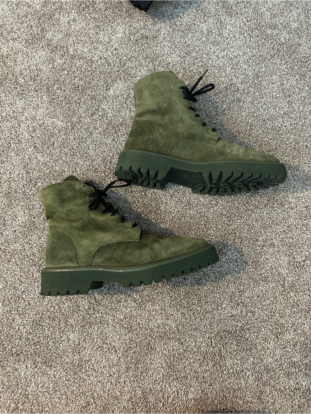 Freda Salvador Olive Green Suede Lace-Up Boots